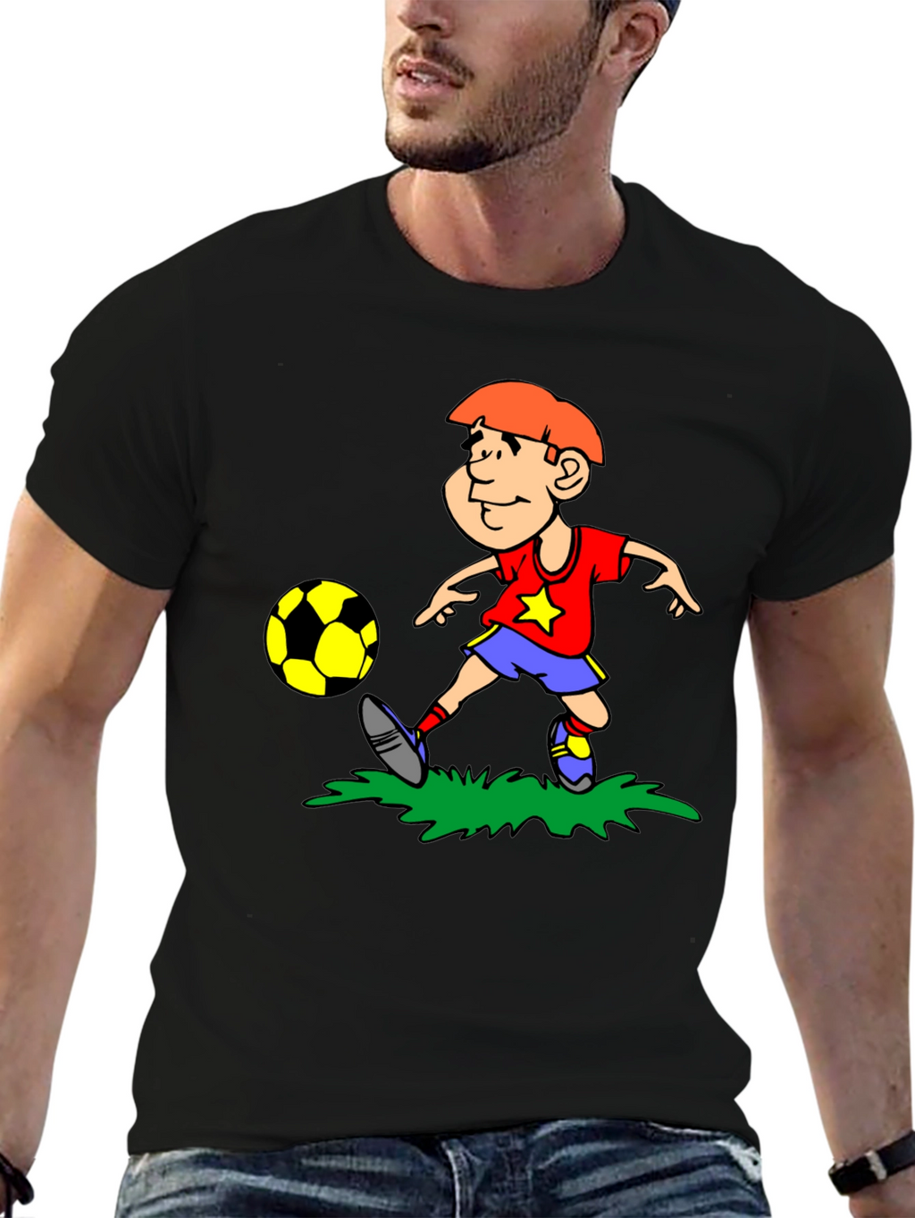 Boy Soccer T-Shirt - Black Cotton Tee