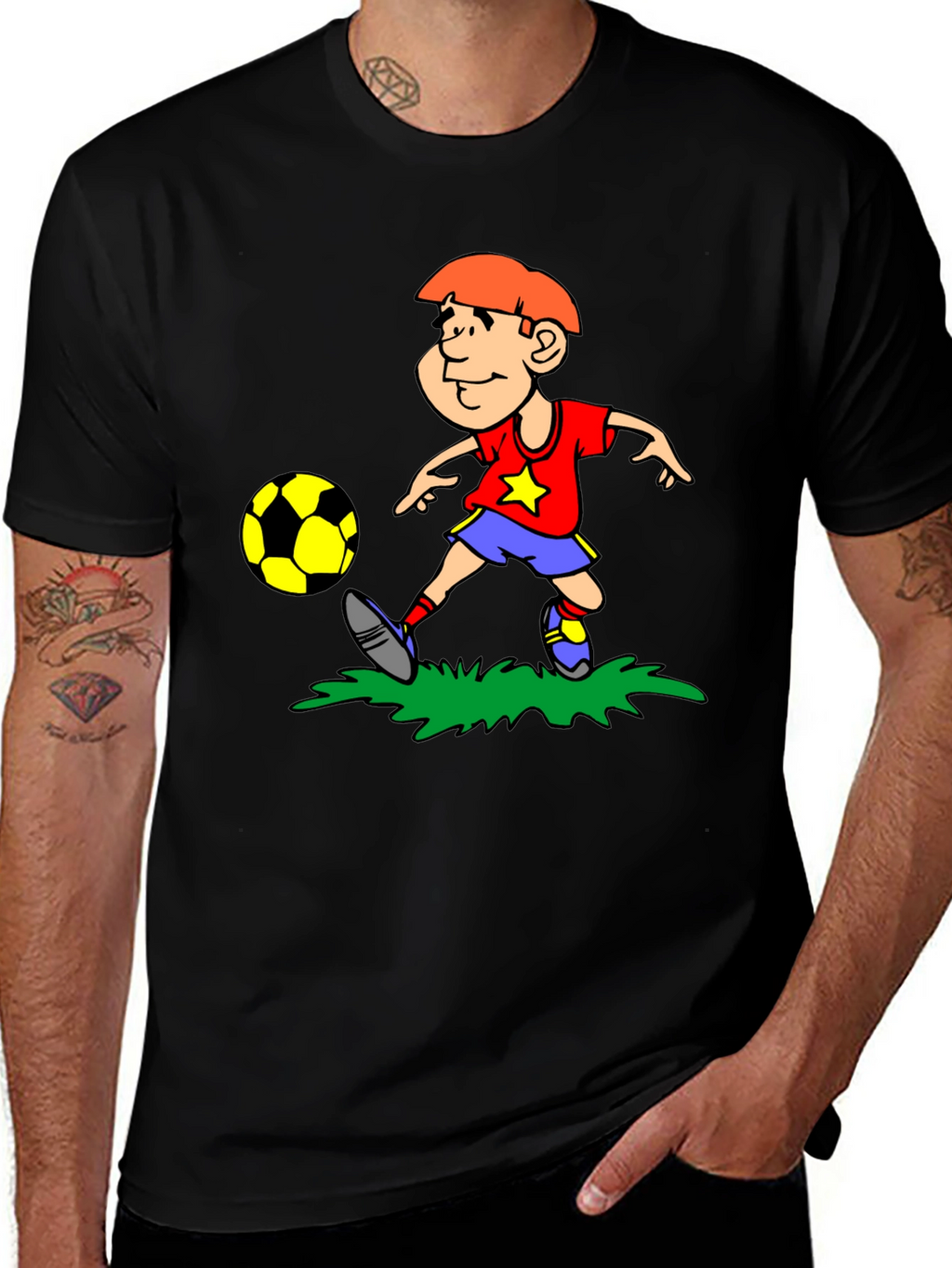 Boy Soccer T-Shirt - Black Cotton Tee