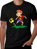 Boy Soccer T-Shirt - Black Cotton Tee