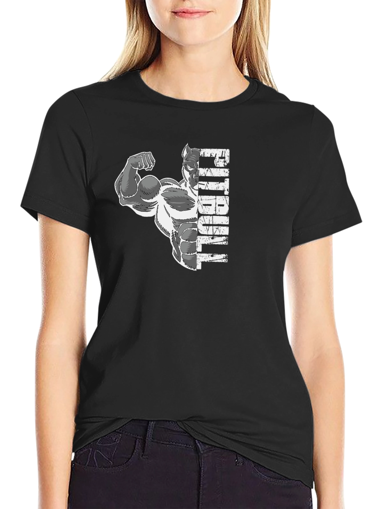 Pitbull Muscle Graphic Tee - Black