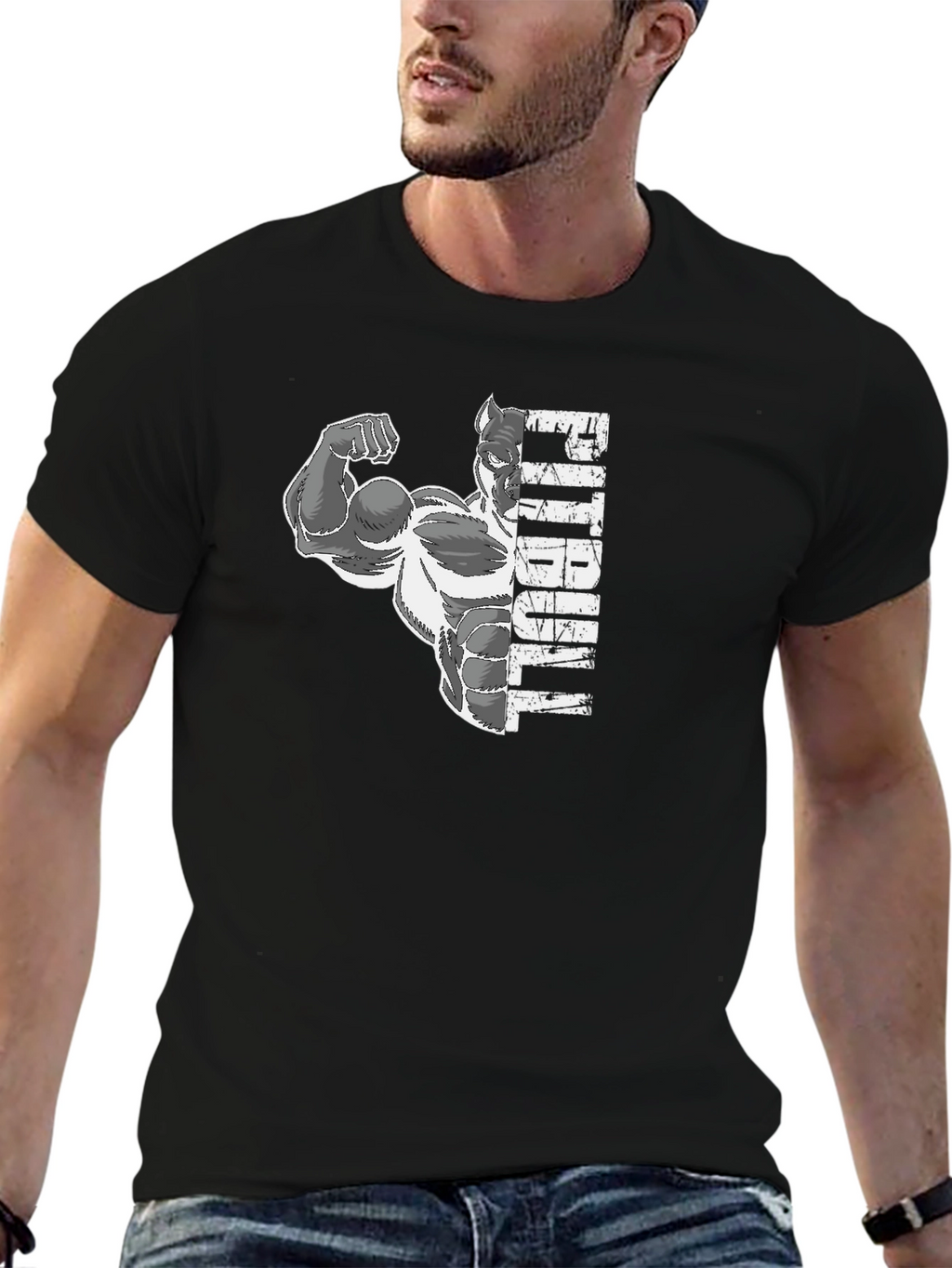 Pitbull Muscle Graphic Tee - Black