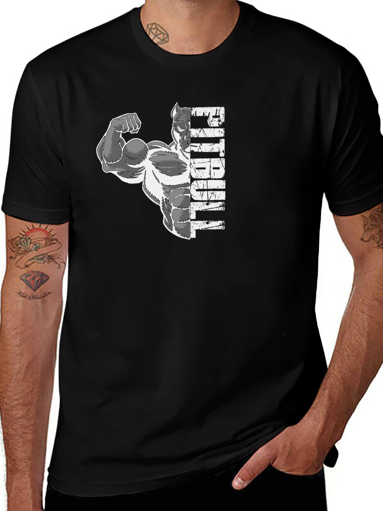 Pitbull Muscle Graphic Tee - Black