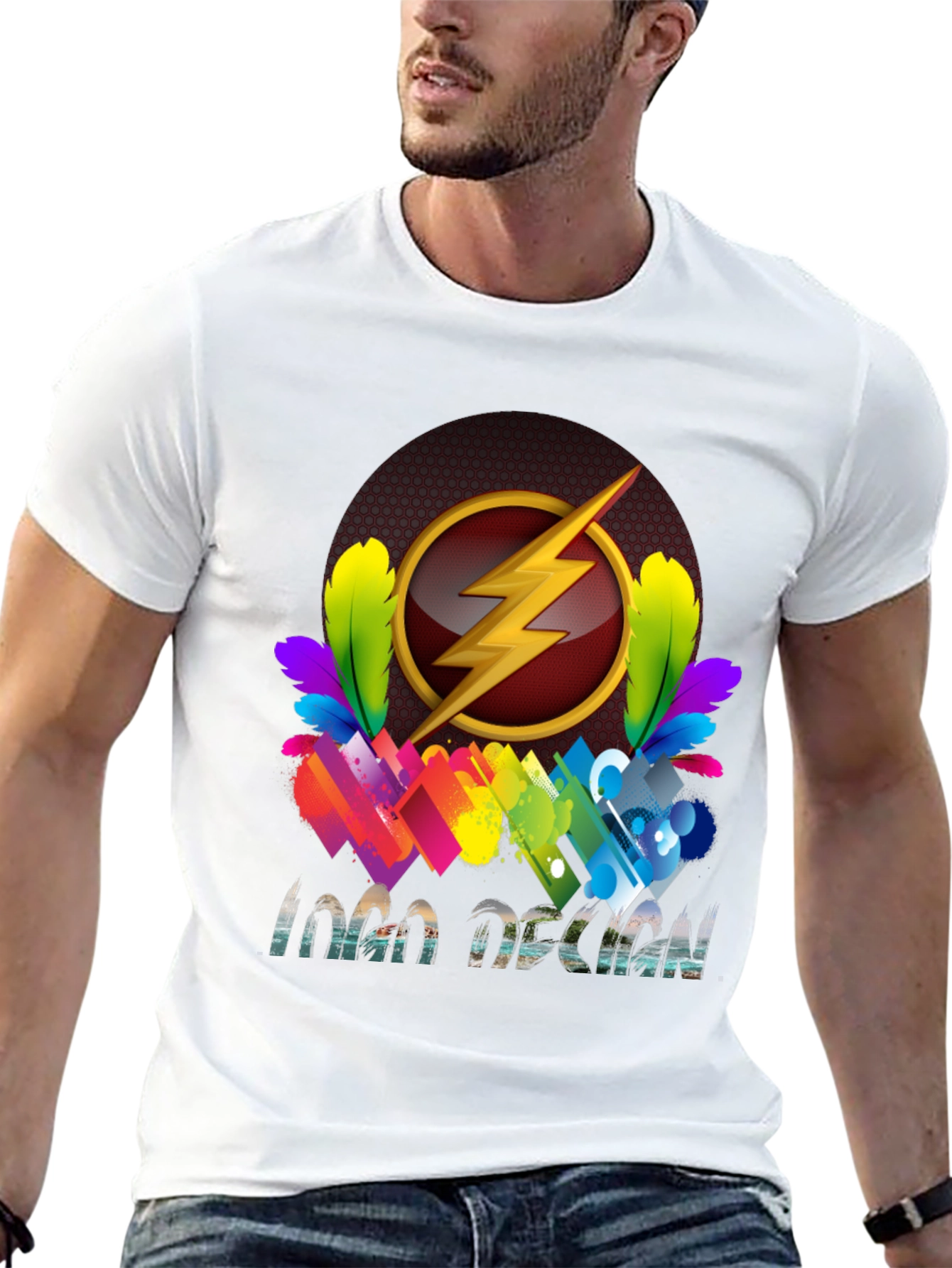 Flash Logo Design Black T-Shirt