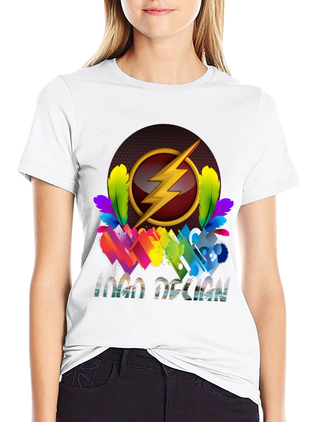 Flash Logo Design Black T-Shirt