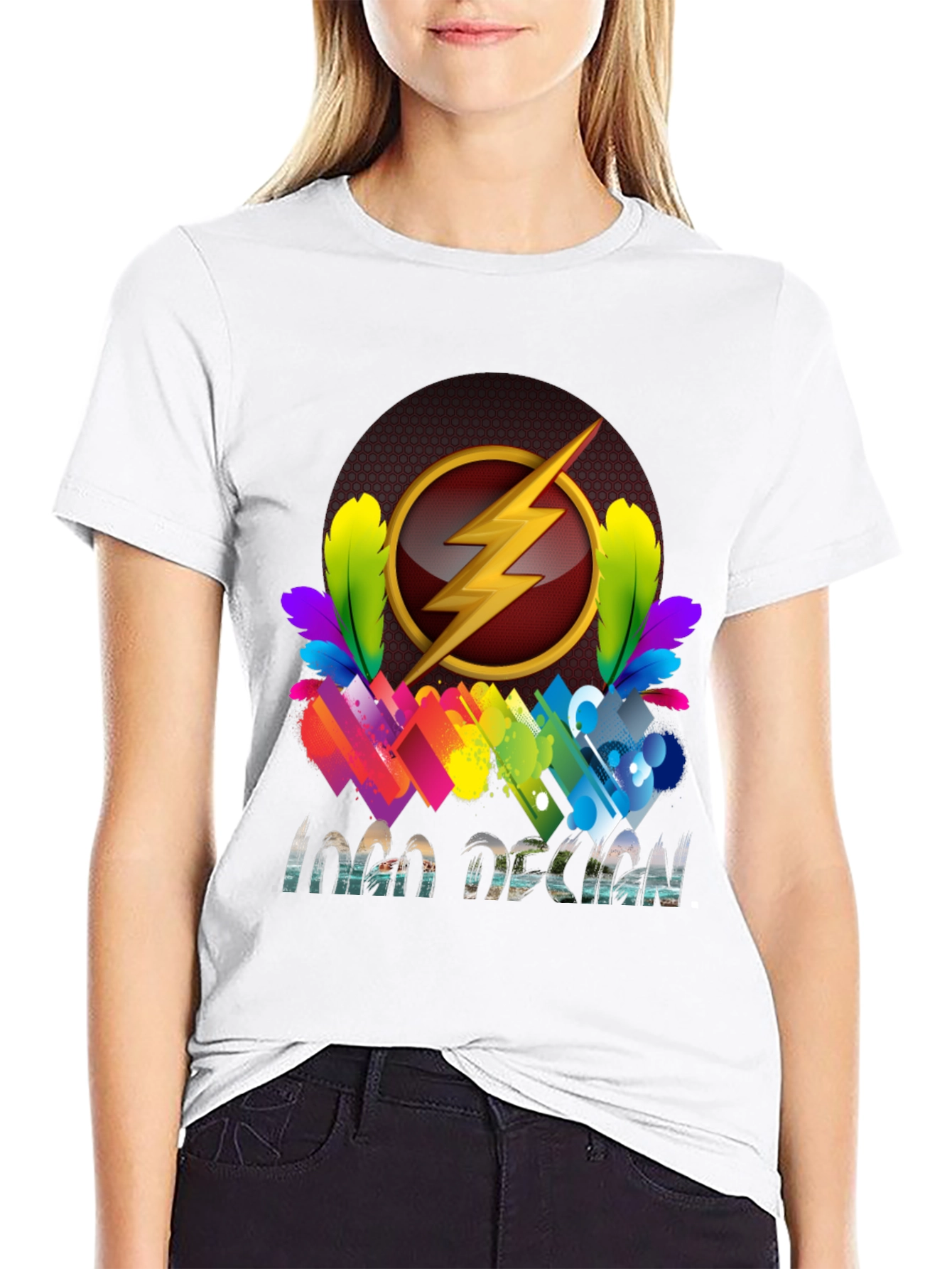 Flash Logo Design Black T-Shirt
