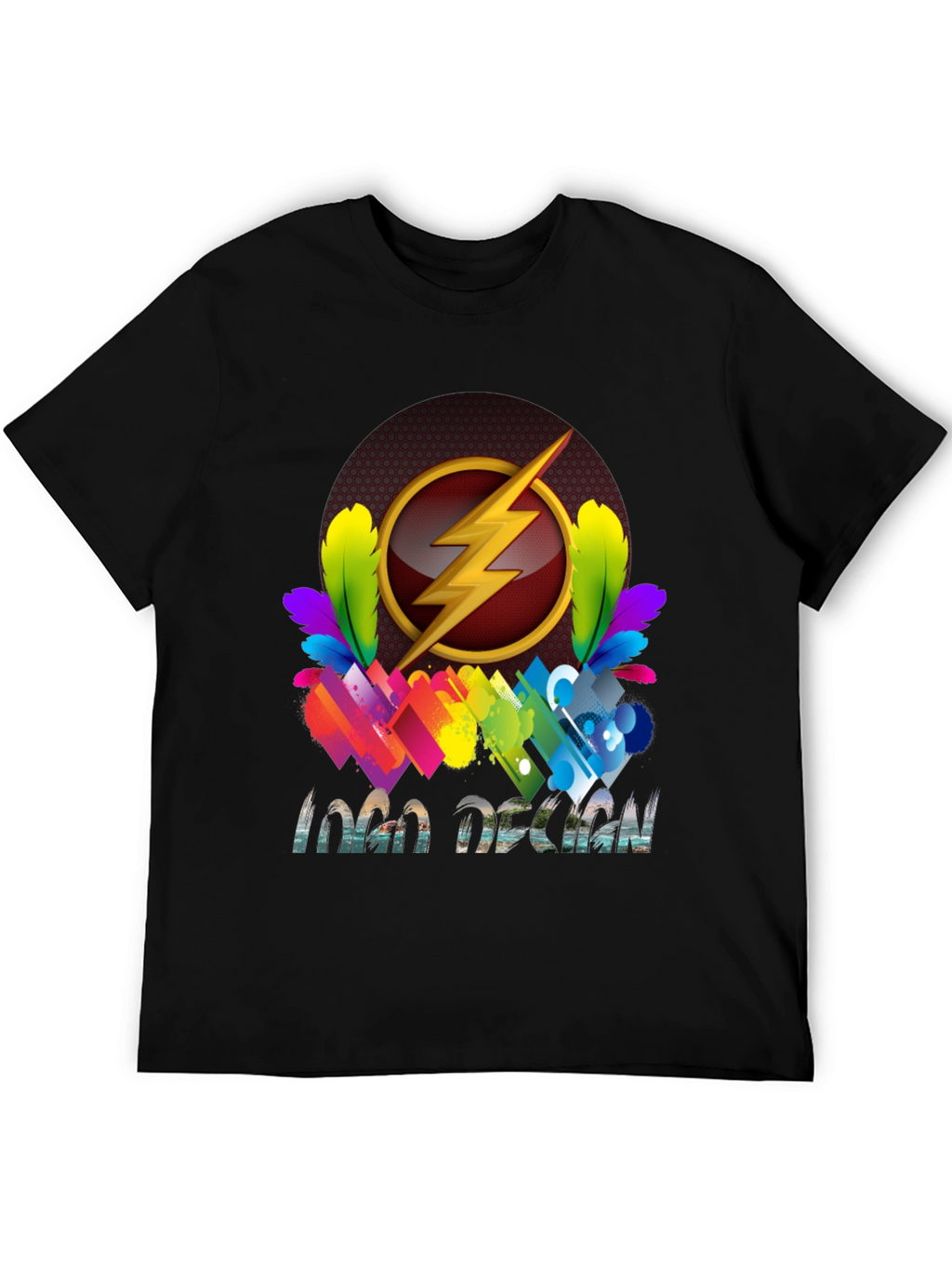 Flash Logo Design Black T-Shirt