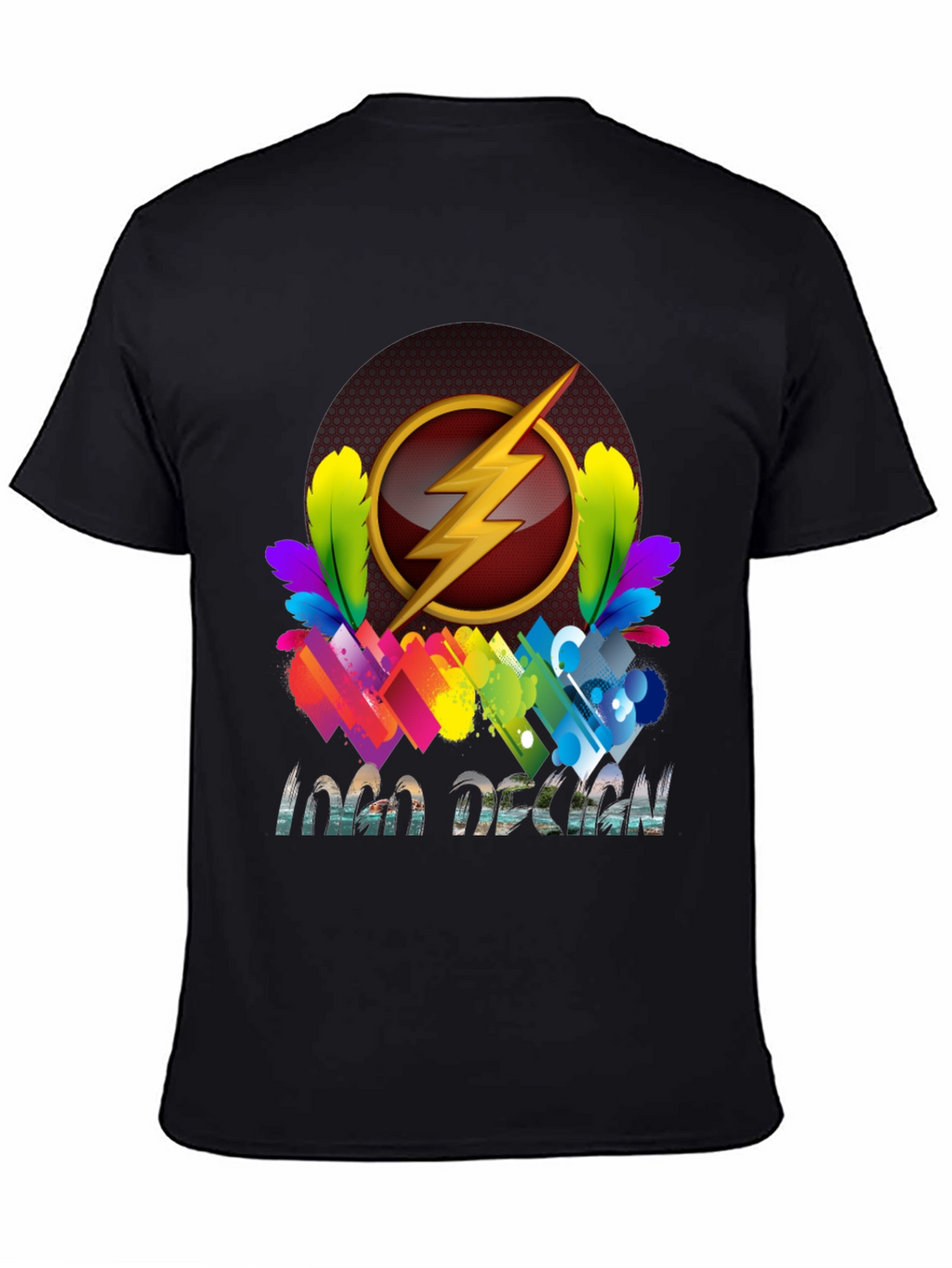 Flash Logo Design Black T-Shirt