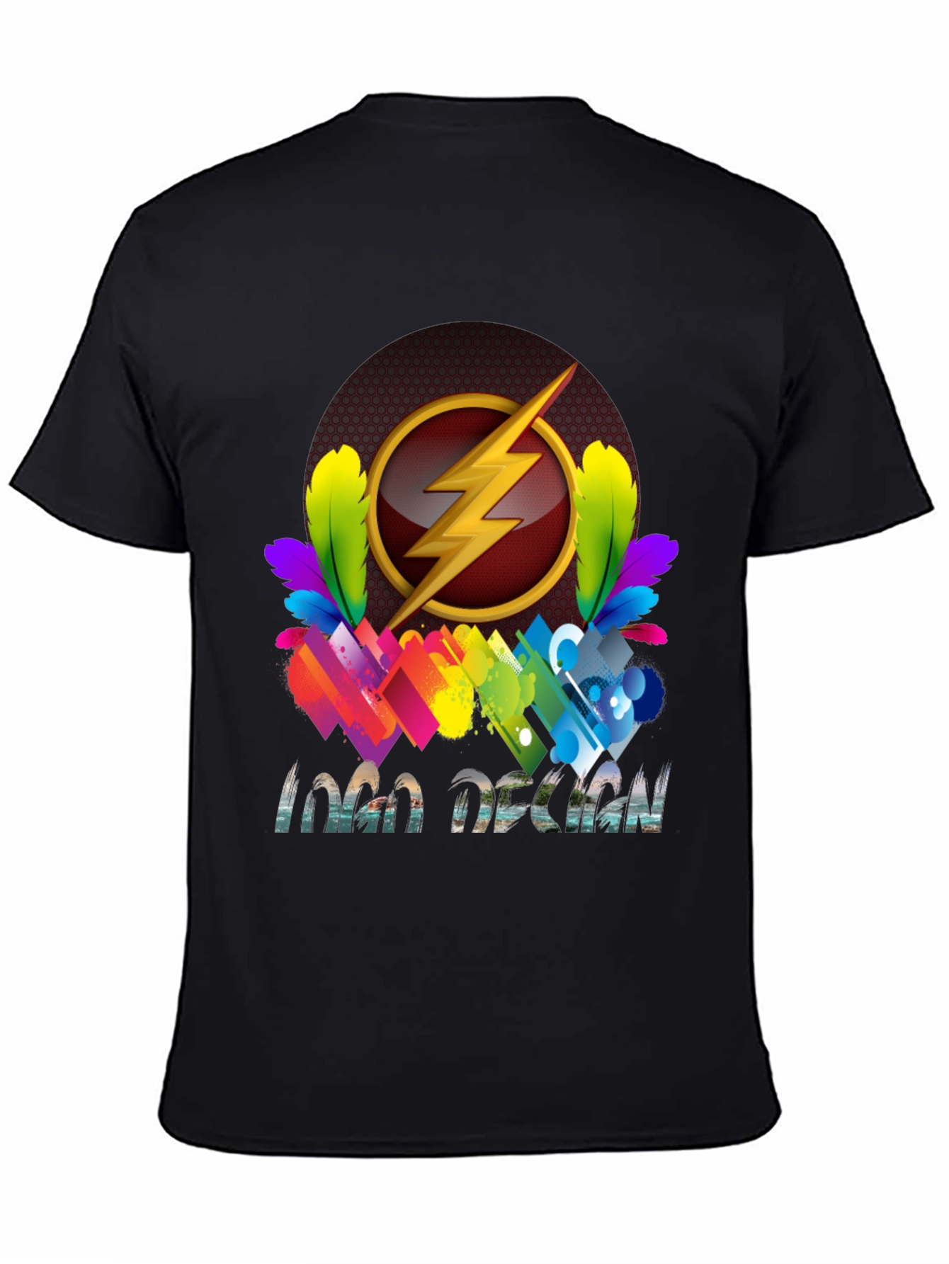 Flash Logo Design Black T-Shirt