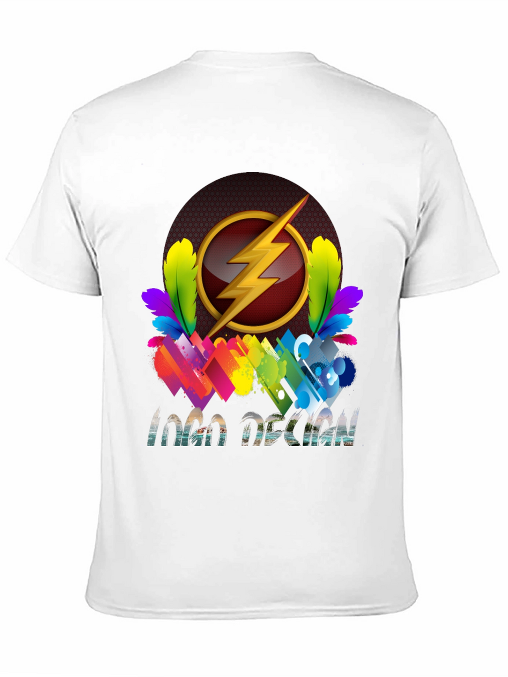 Flash Logo Design Black T-Shirt
