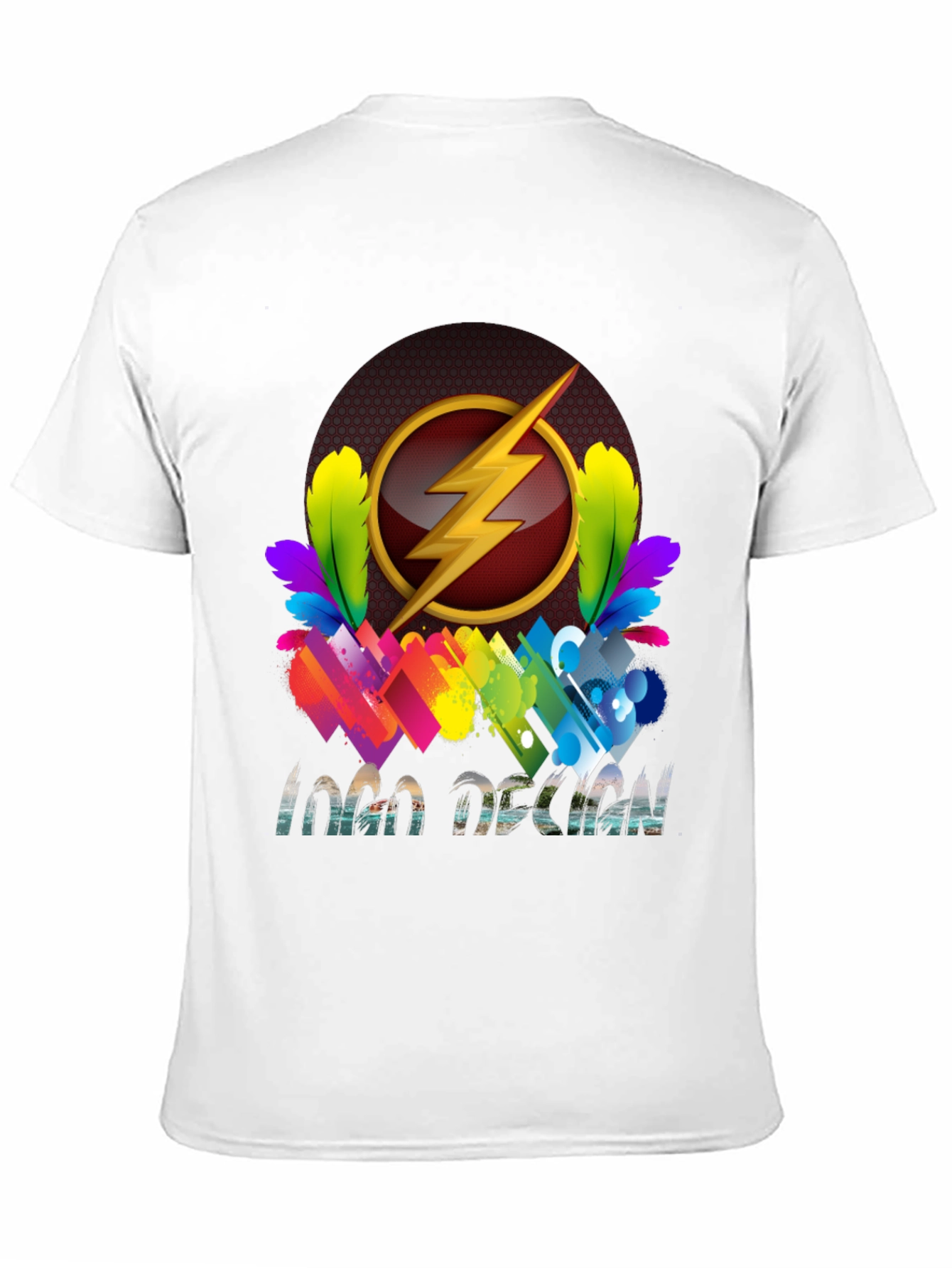 Flash Logo Design Black T-Shirt