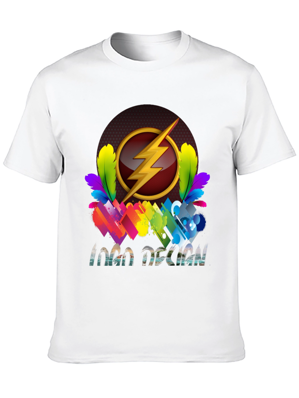 Flash Logo Design Black T-Shirt