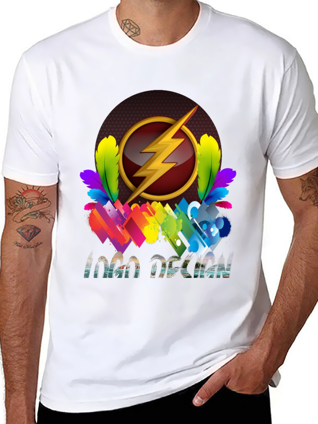 Flash Logo Design Black T-Shirt