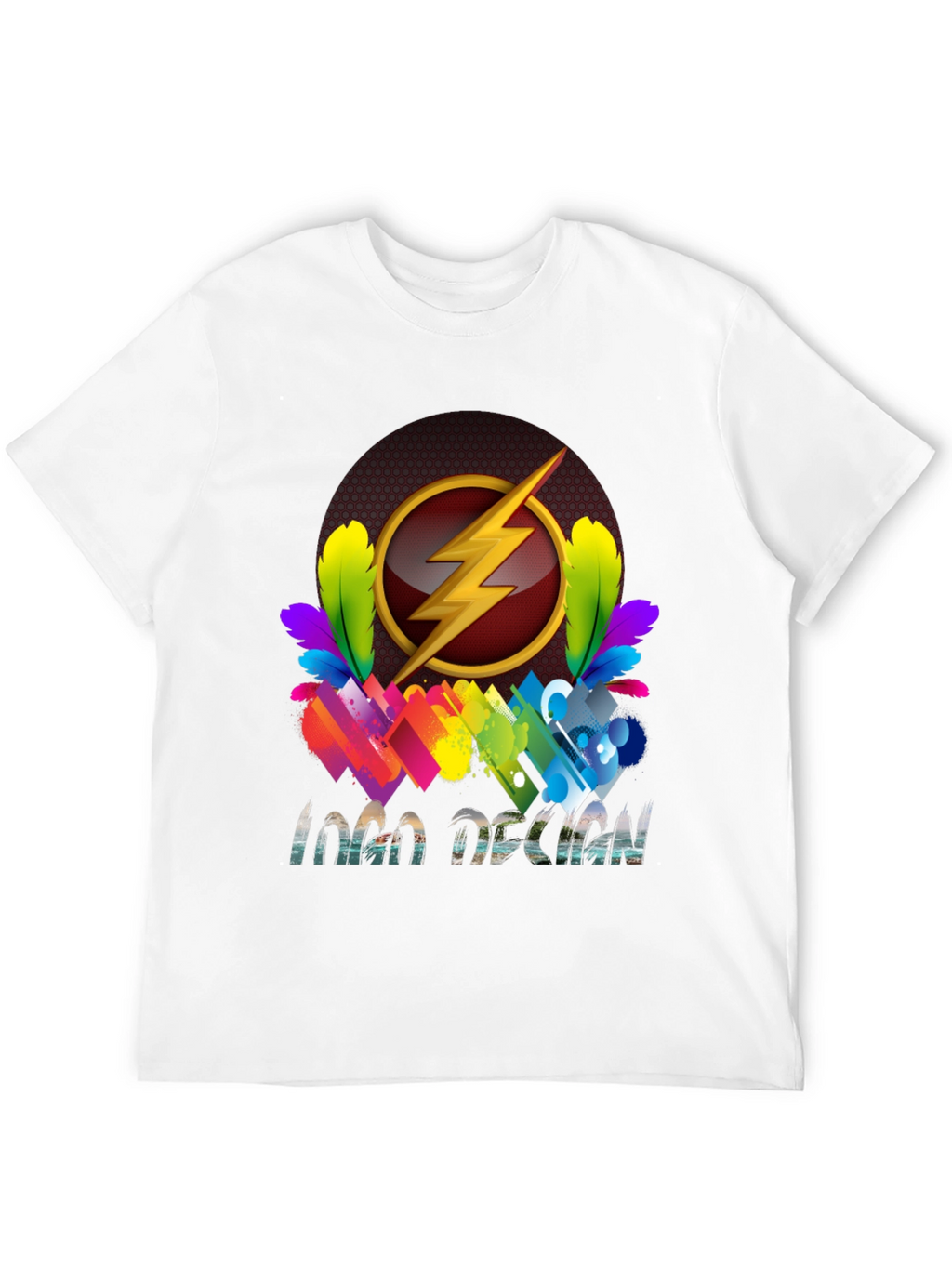 Flash Logo Design Black T-Shirt