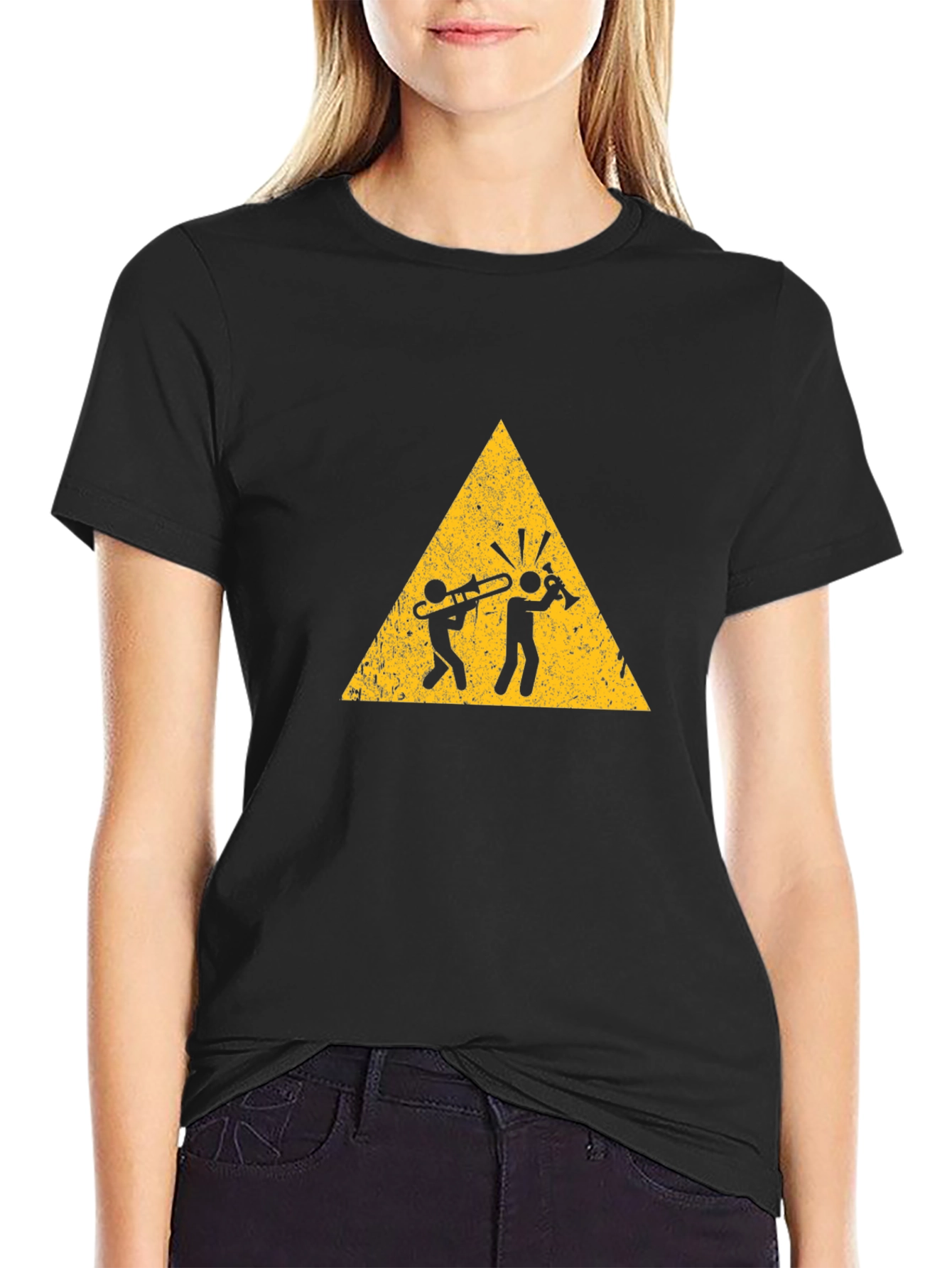 Musician Warning Graphic Tee - Black Cotton T-Shirt