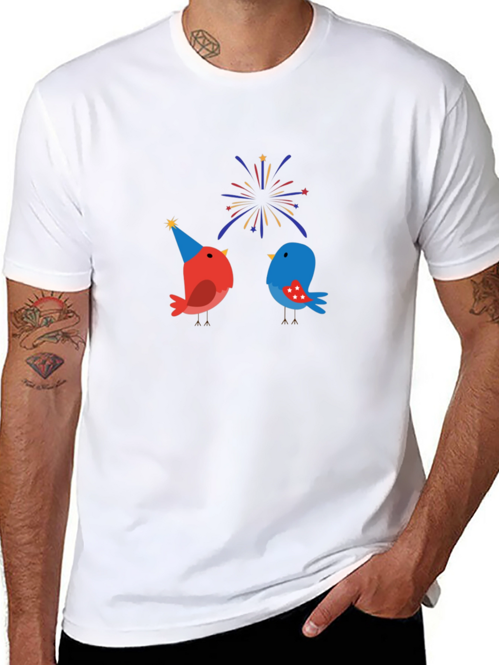 Festive Birds Graphic T-Shirt