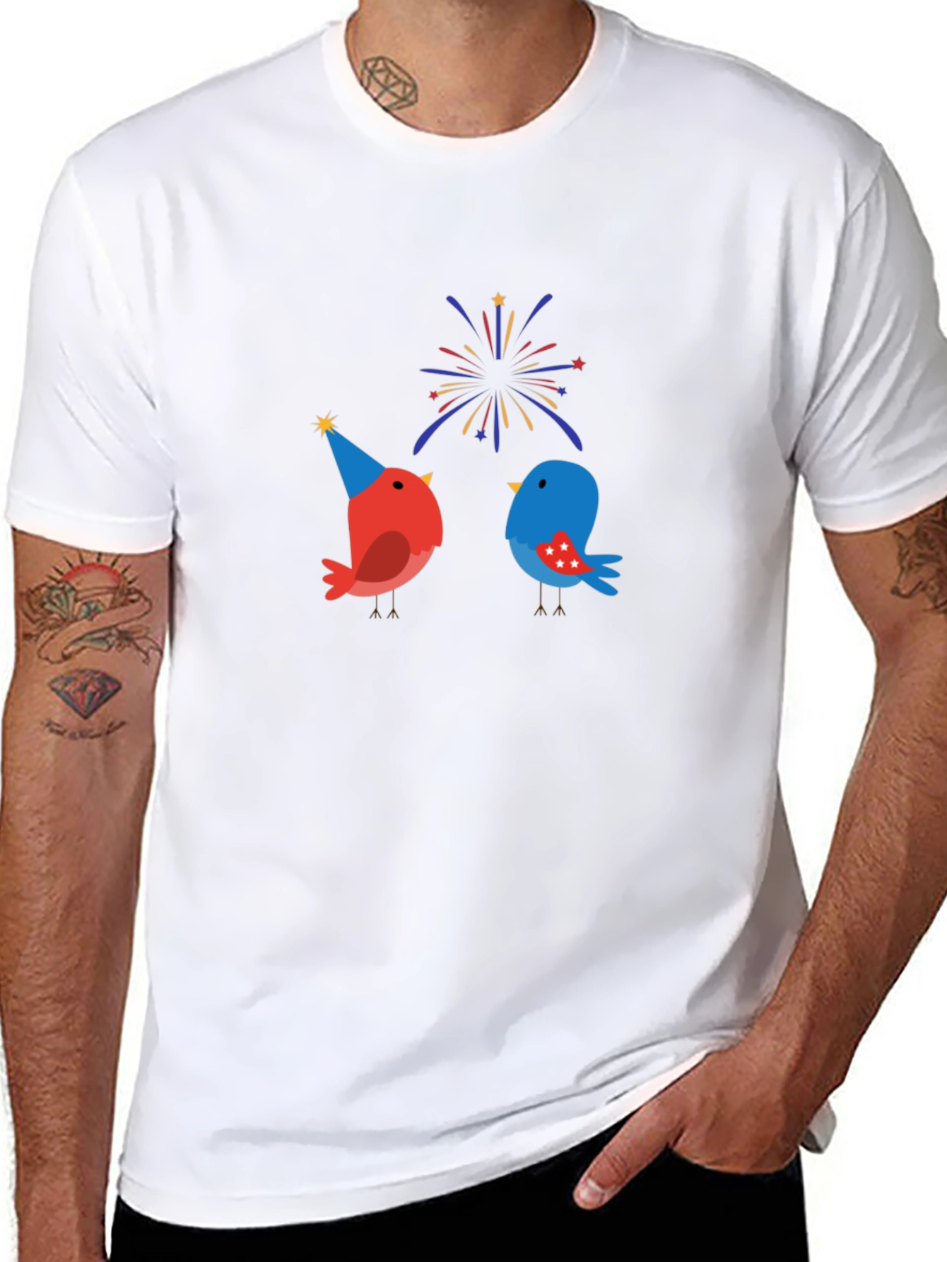 Festive Birds Graphic T-Shirt