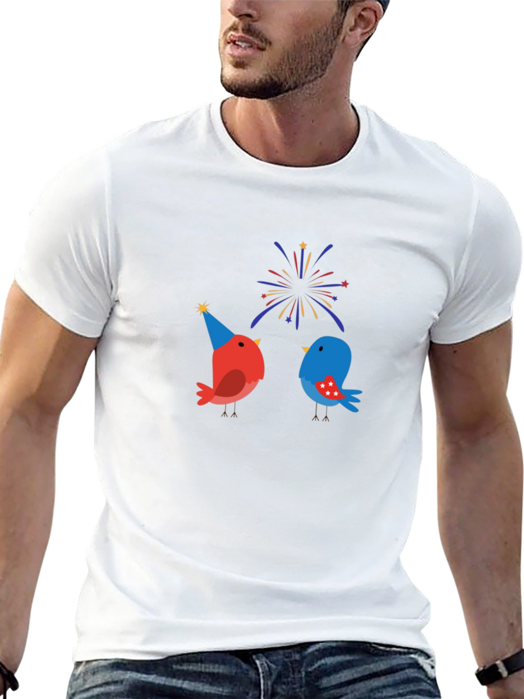 Festive Birds Graphic T-Shirt