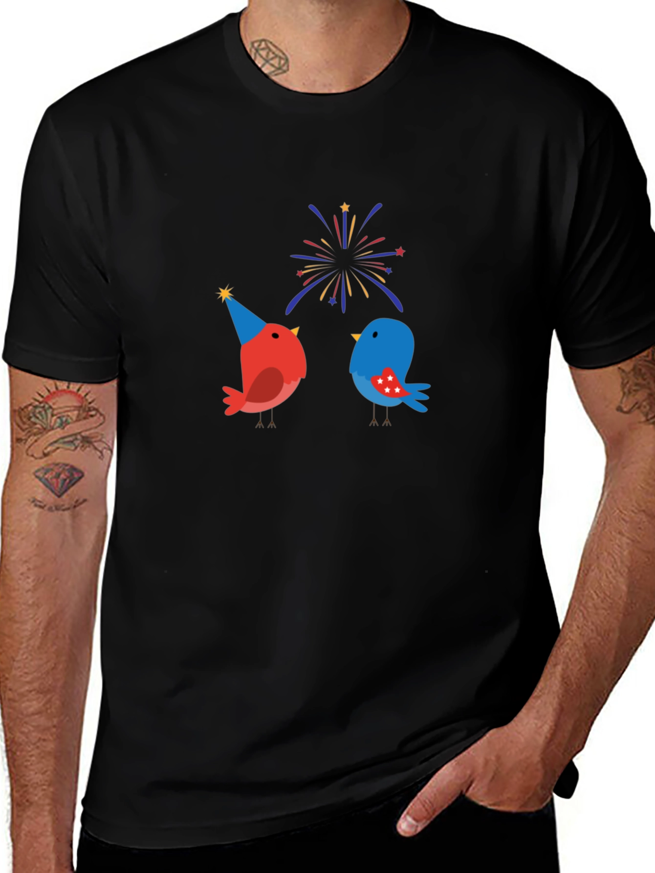Festive Birds Graphic T-Shirt
