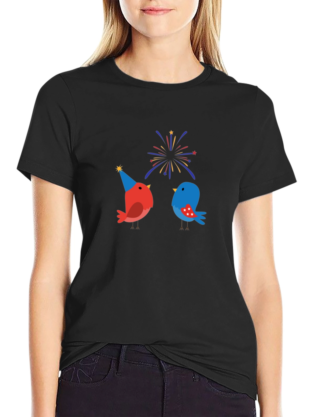 Festive Birds Graphic T-Shirt