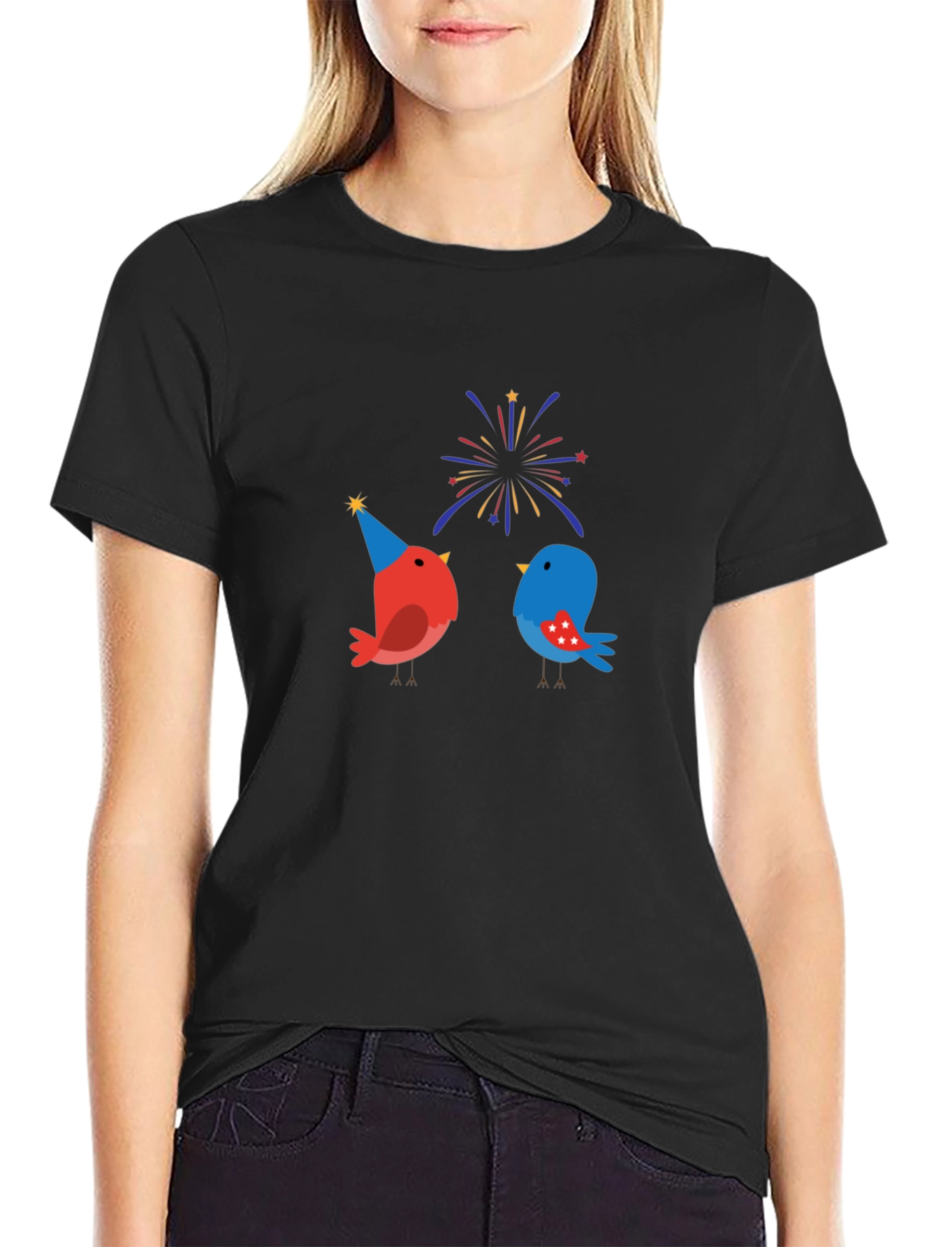 Festive Birds Graphic T-Shirt
