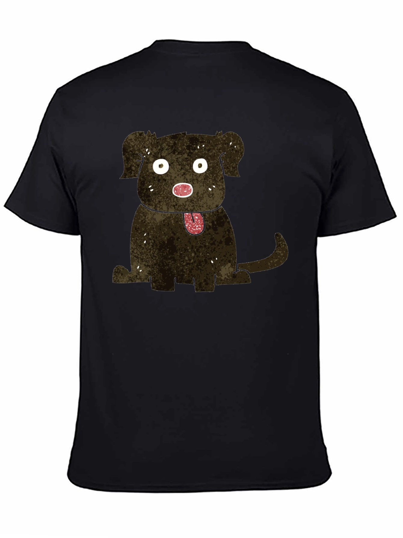 Cartoon Dog Graphic Black T-Shirt