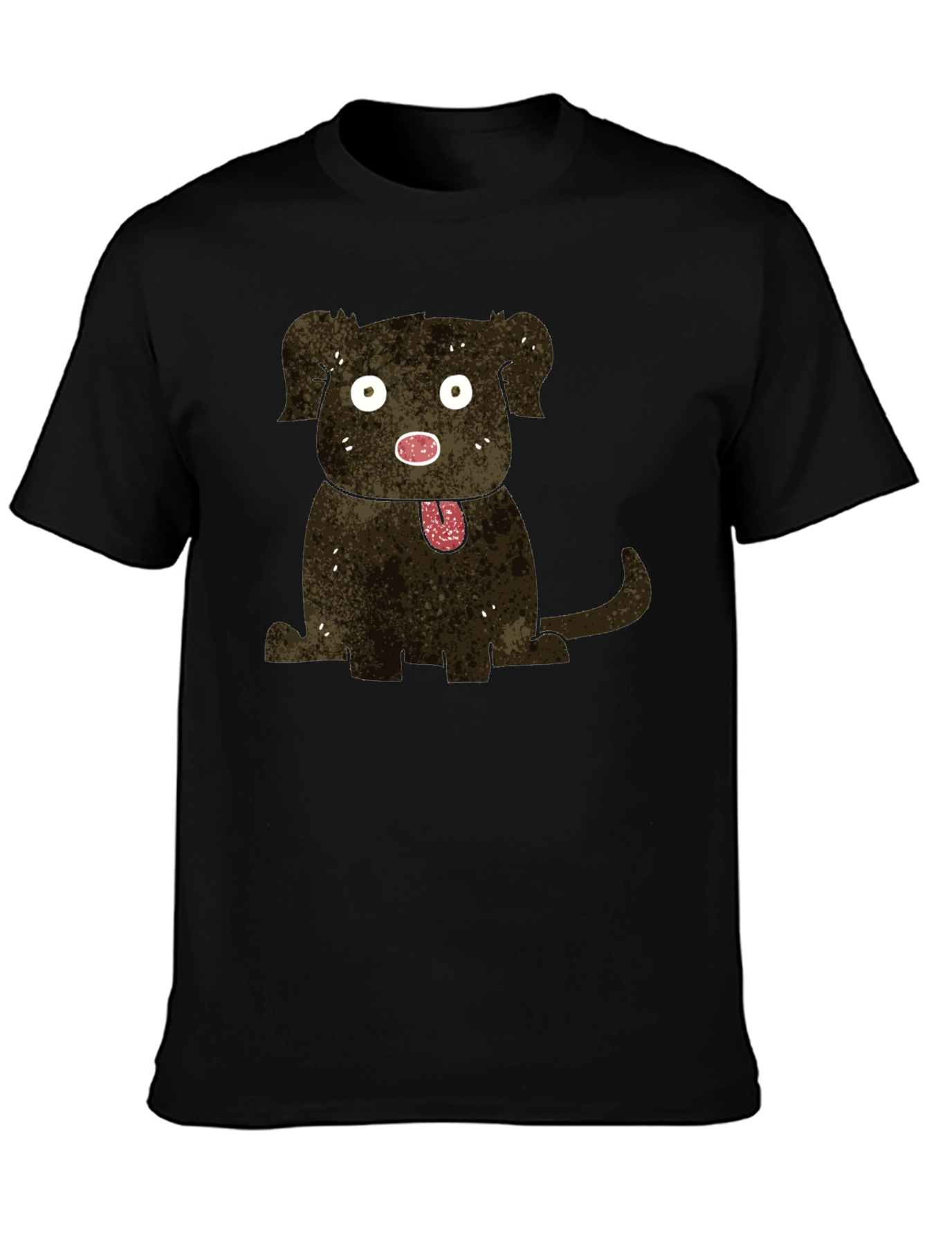 Cartoon Dog Graphic Black T-Shirt