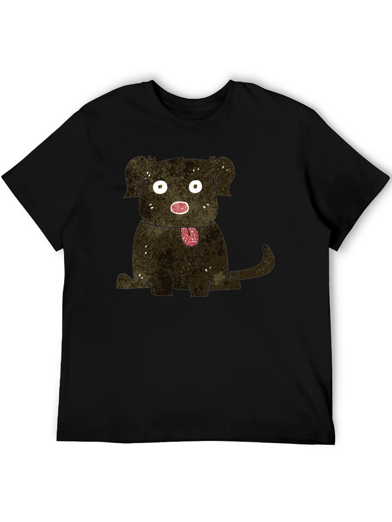 Cartoon Dog Graphic Black T-Shirt