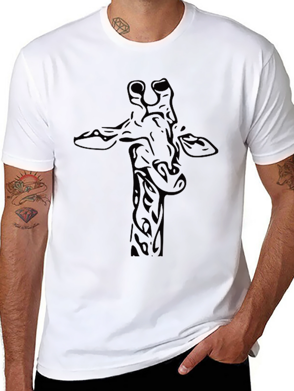 Giraffe Graphic Tee - Stylish Black T-Shirt