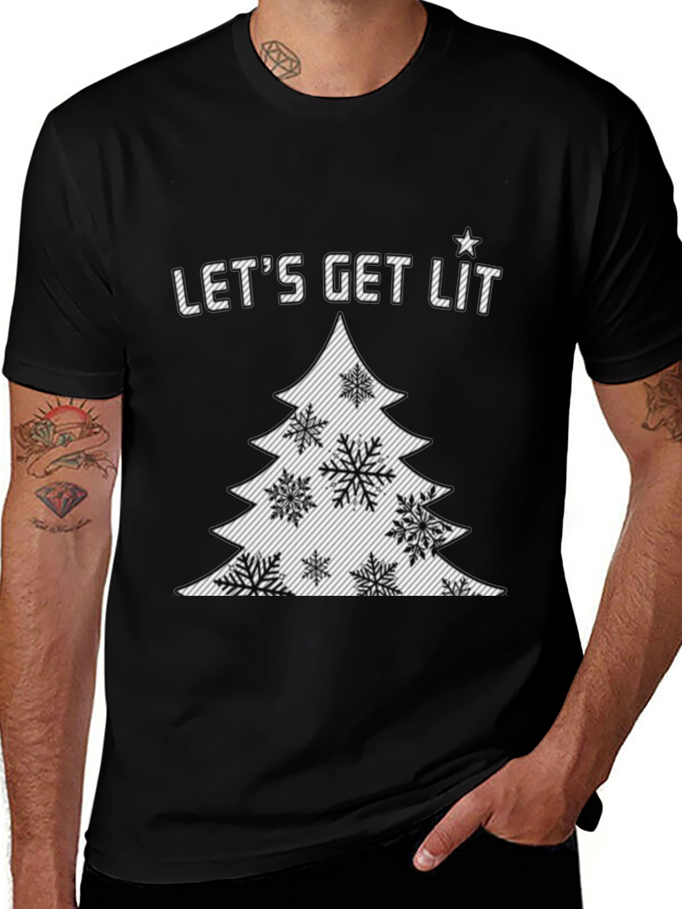 Lets Get Lit Christmas Tree Graphic Tee