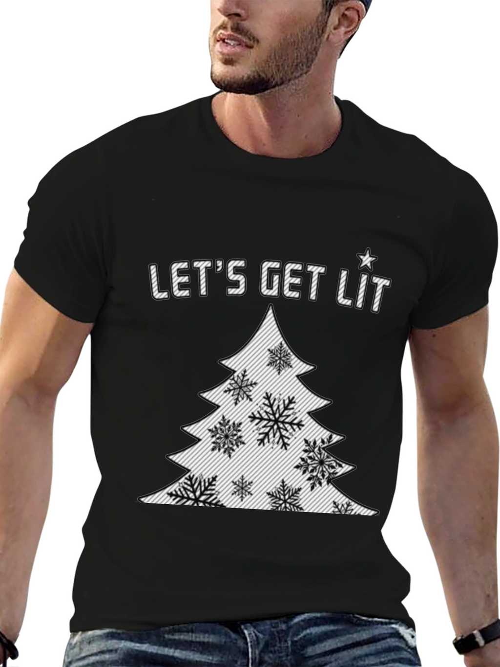 Lets Get Lit Christmas Tree Graphic Tee