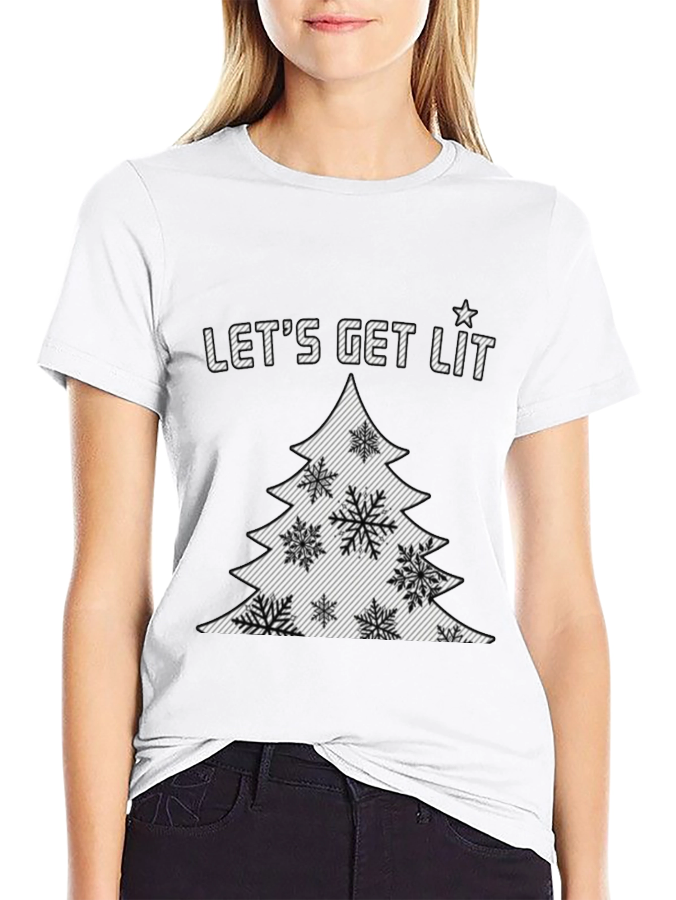 Lets Get Lit Christmas Tree Graphic Tee