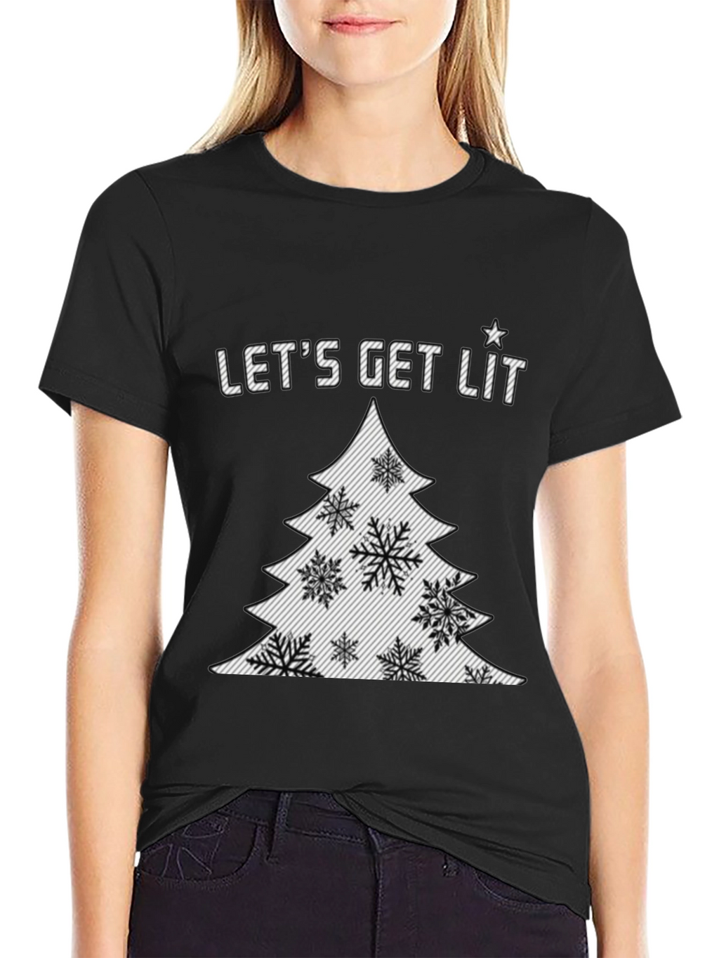 Lets Get Lit Christmas Tree Graphic Tee