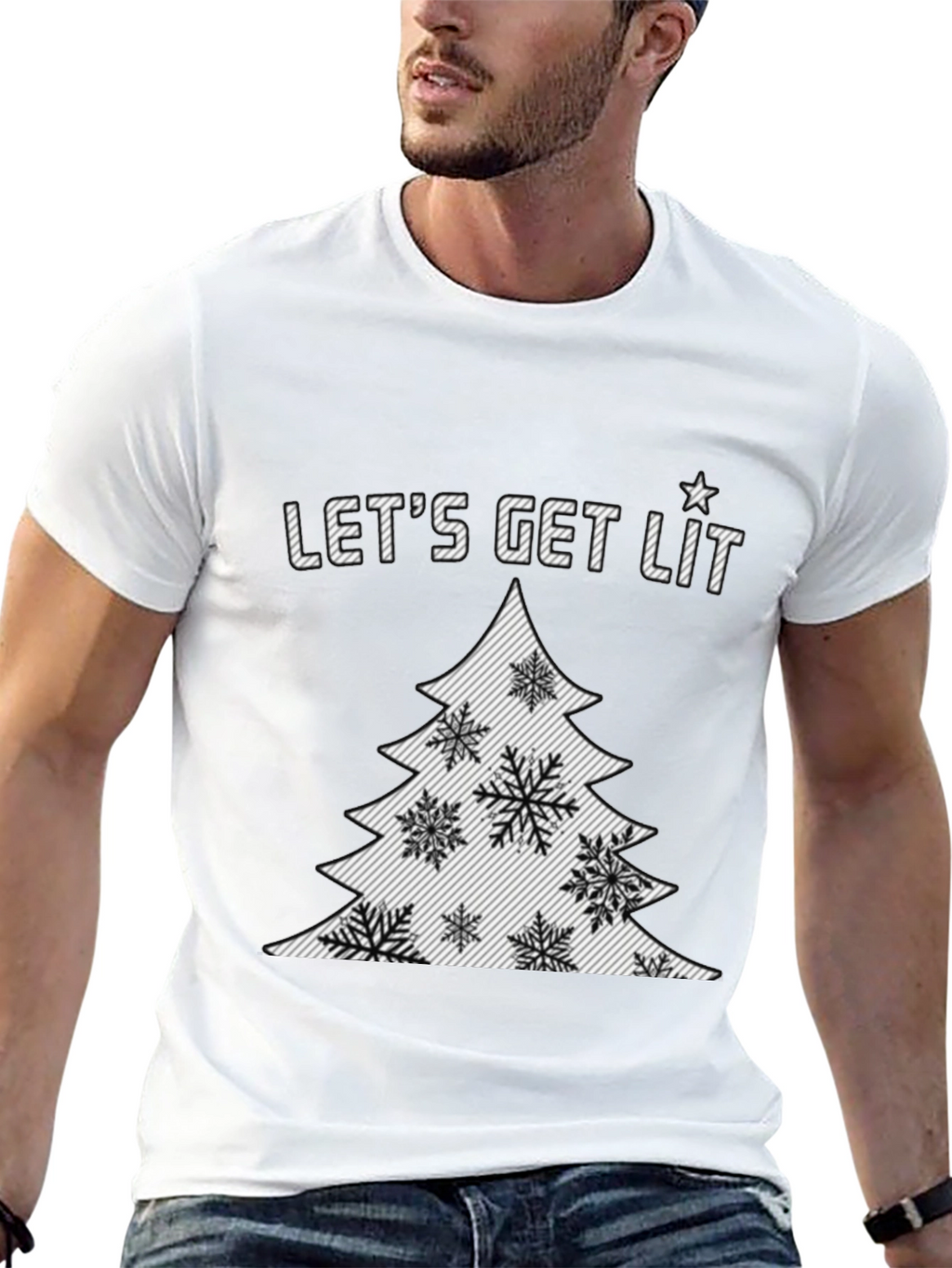 Lets Get Lit Christmas Tree Graphic Tee