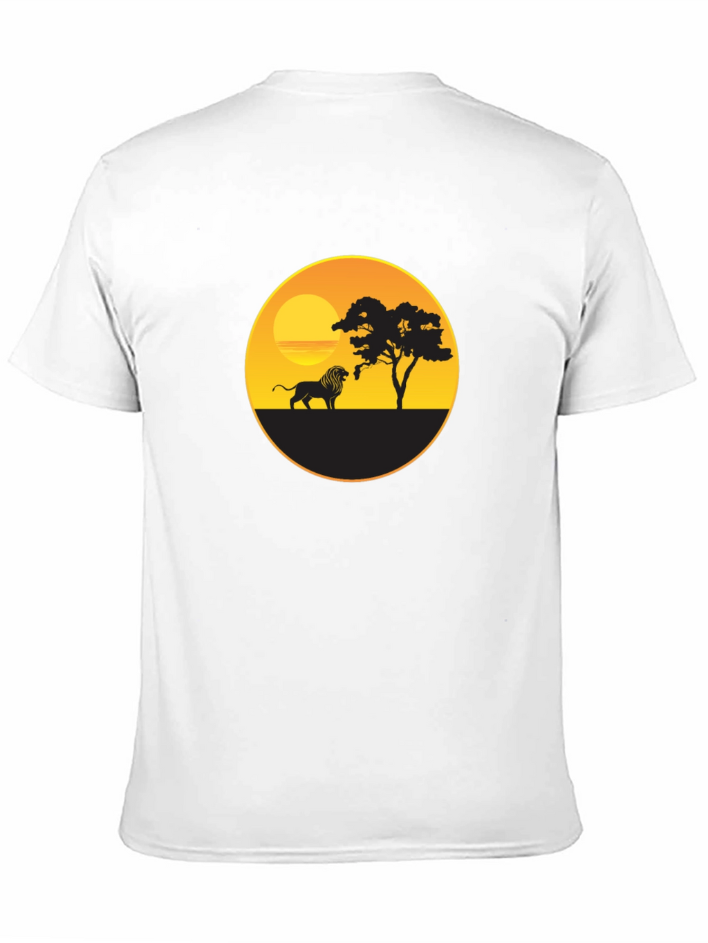 African Sunset Lion Graphic Tee - Black Cotton T-Shirt