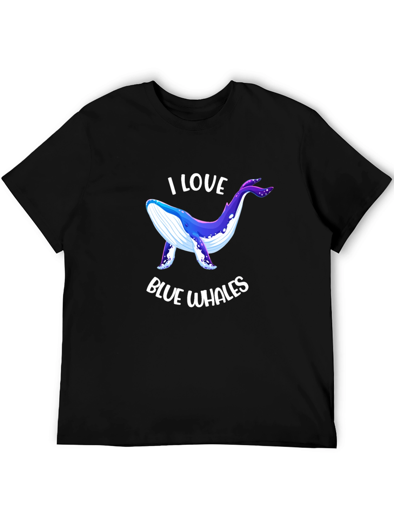 I Love Blue Whales Black T-Shirt