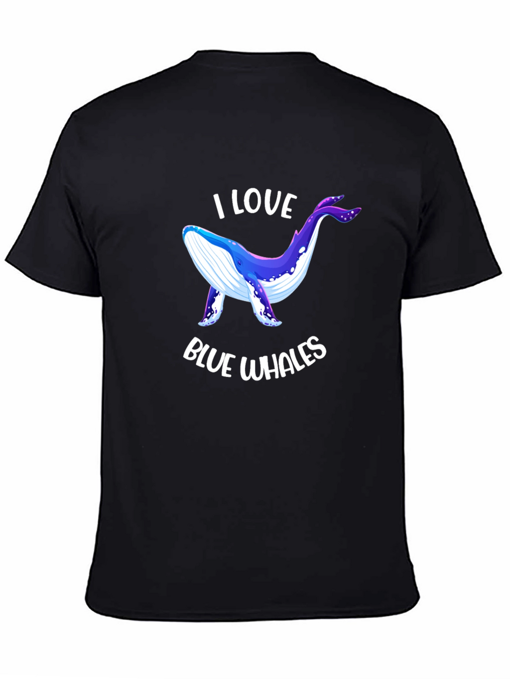 I Love Blue Whales Black T-Shirt