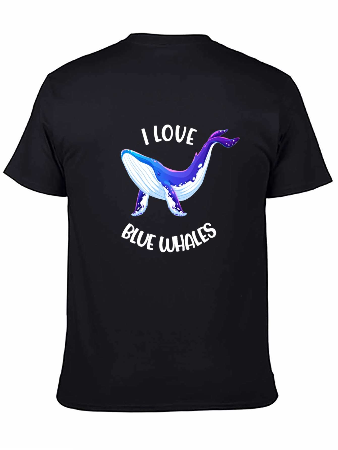 I Love Blue Whales Black T-Shirt