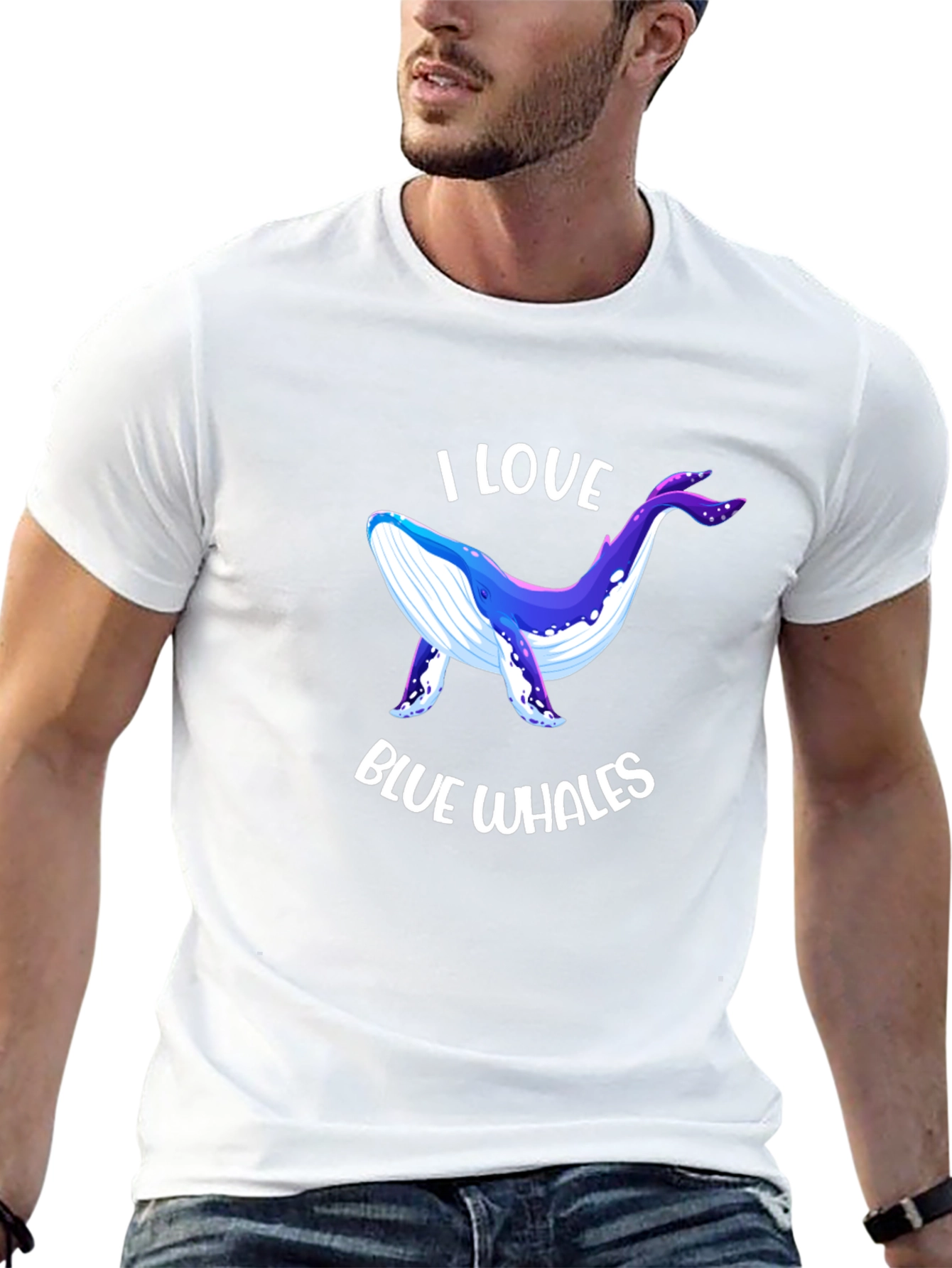 I Love Blue Whales Black T-Shirt
