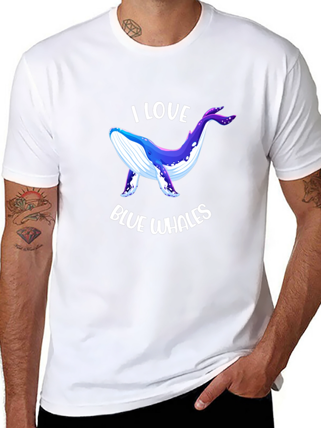 I Love Blue Whales Black T-Shirt