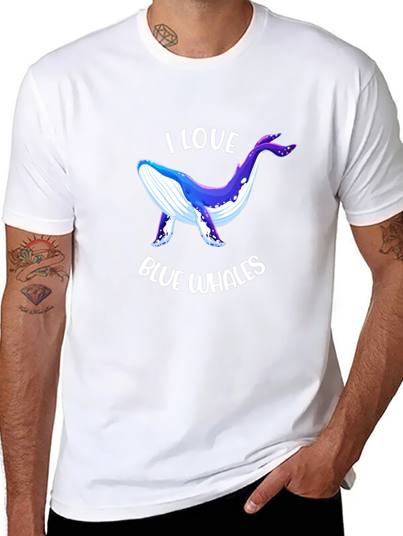 I Love Blue Whales Black T-Shirt