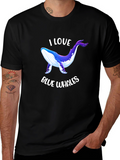I Love Blue Whales Black T-Shirt