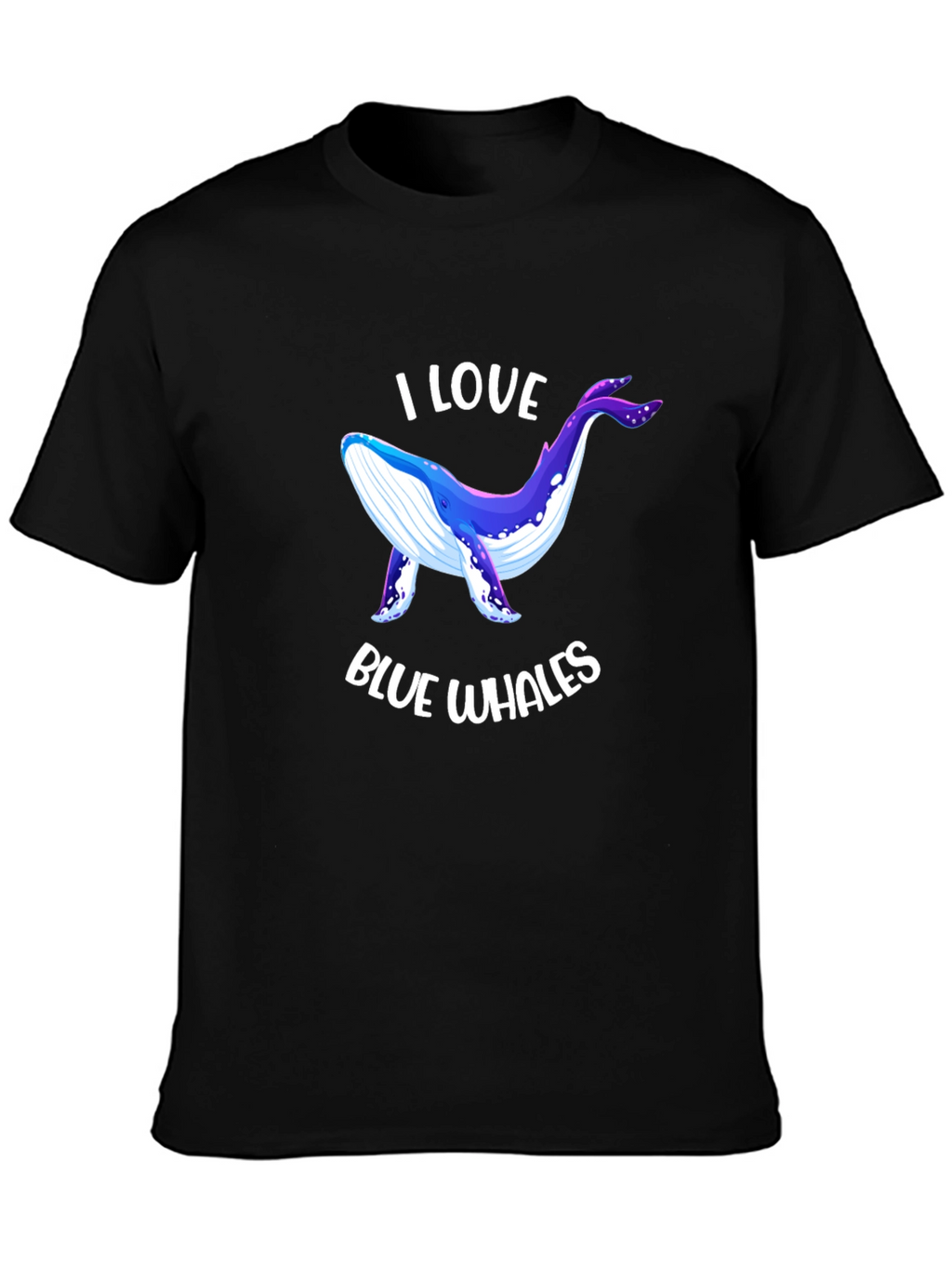 I Love Blue Whales Black T-Shirt