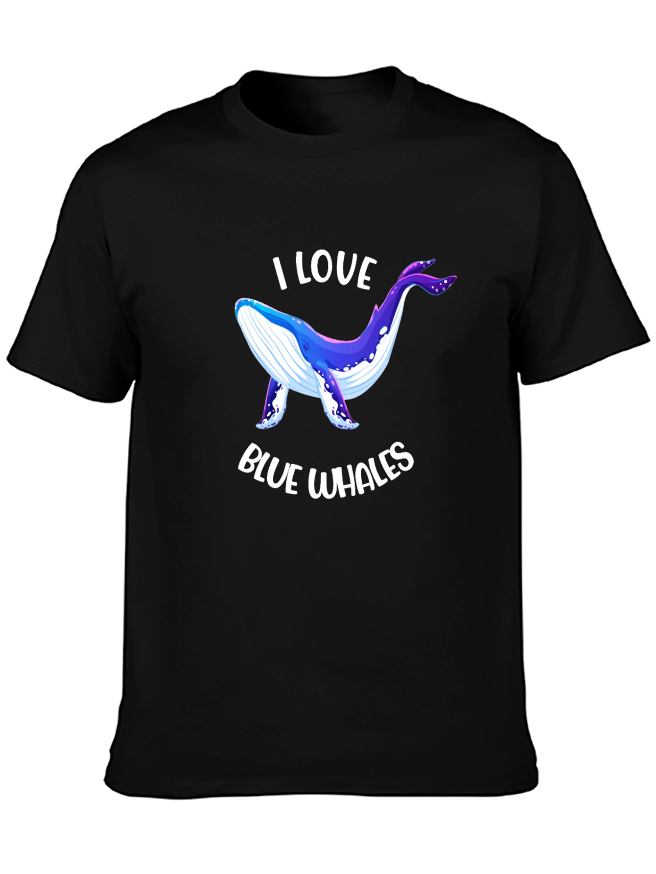 I Love Blue Whales Black T-Shirt