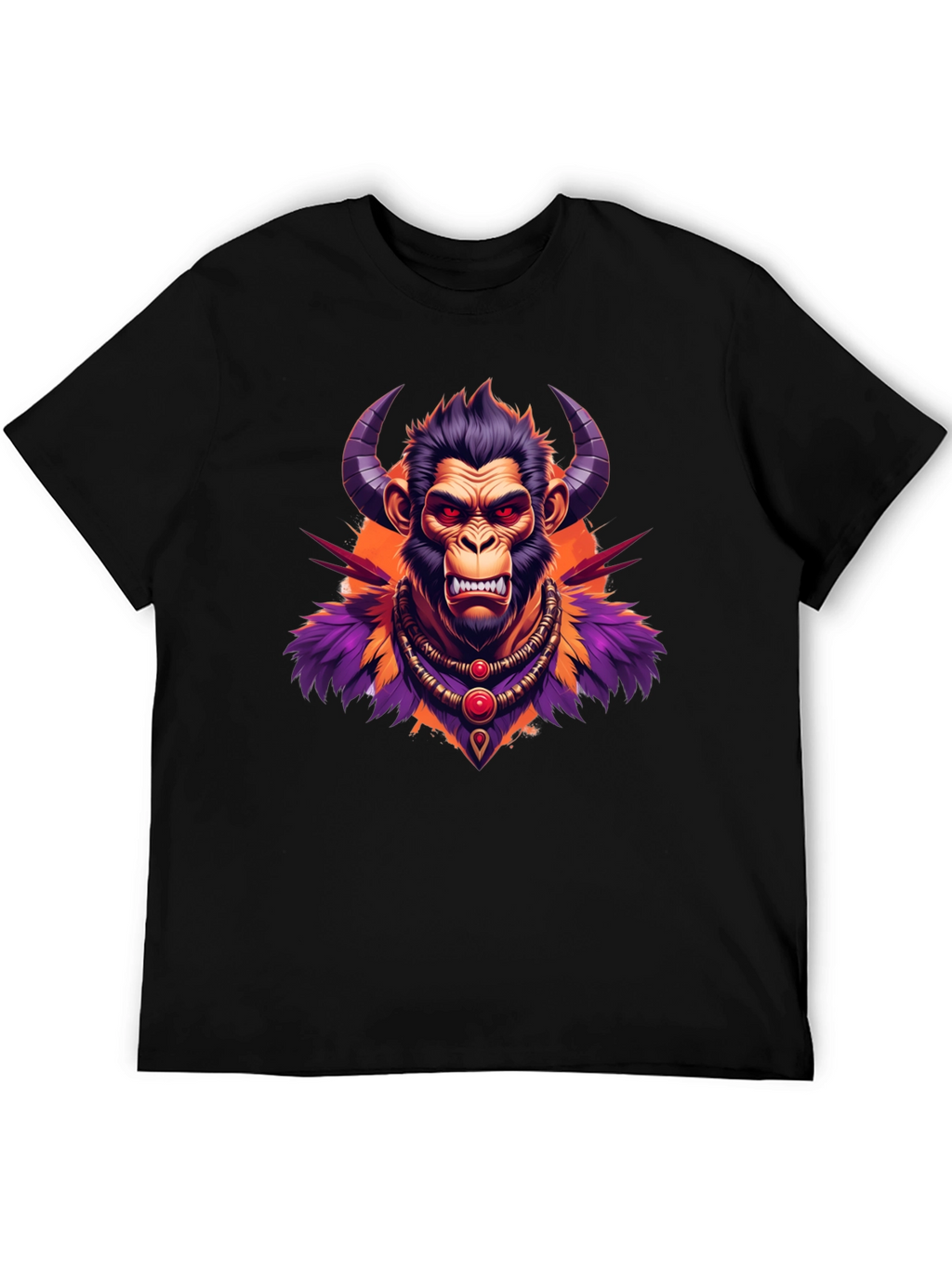Horned Monkey Graphic Tee - Unique Ape Design