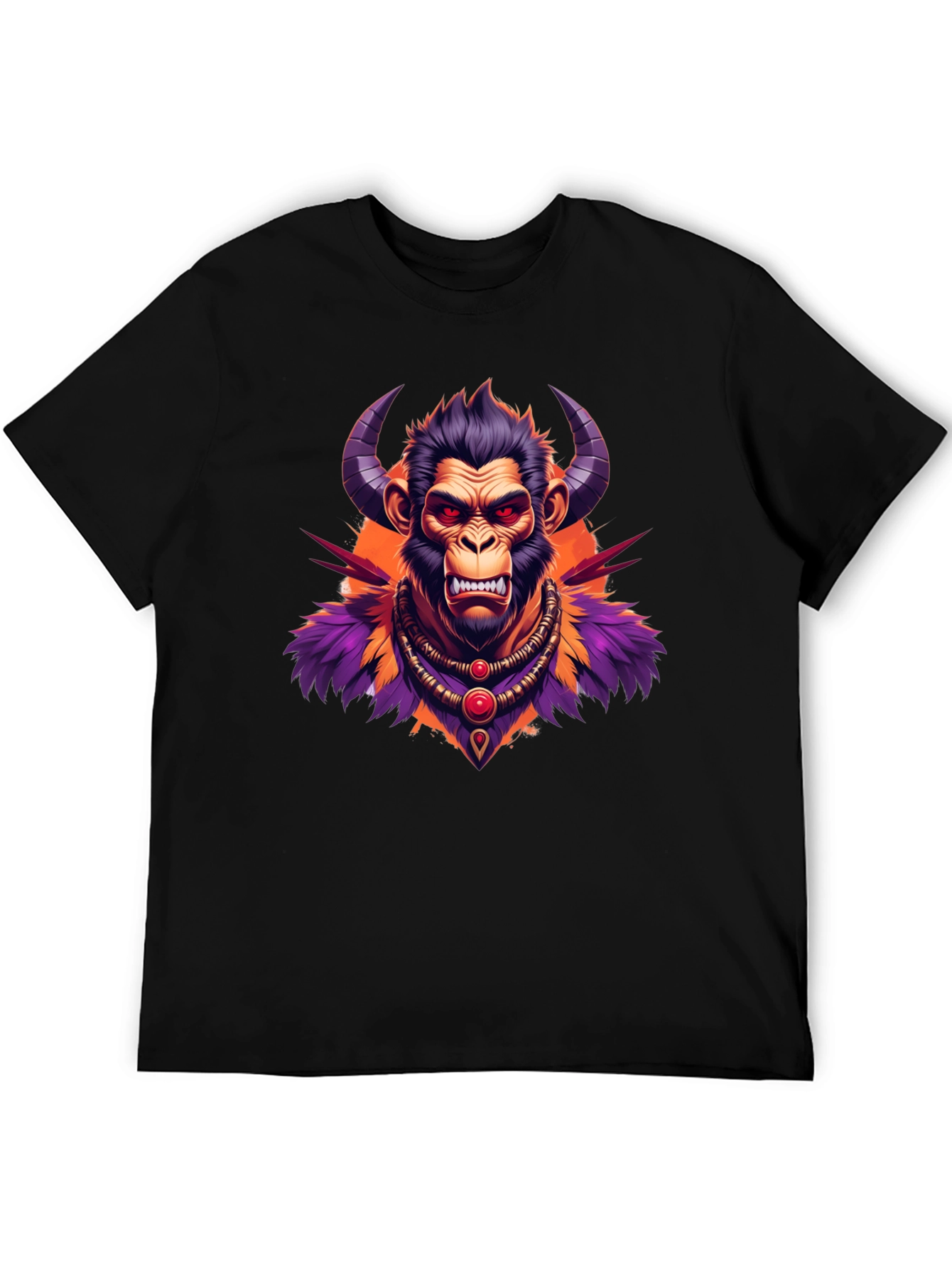 Horned Monkey Graphic Tee - Unique Ape Design