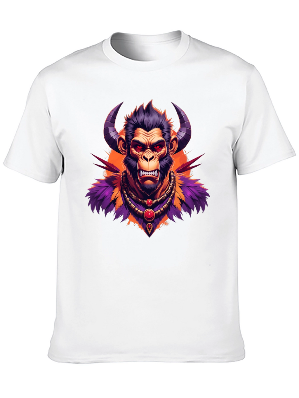 Horned Monkey Graphic Tee - Unique Ape Design
