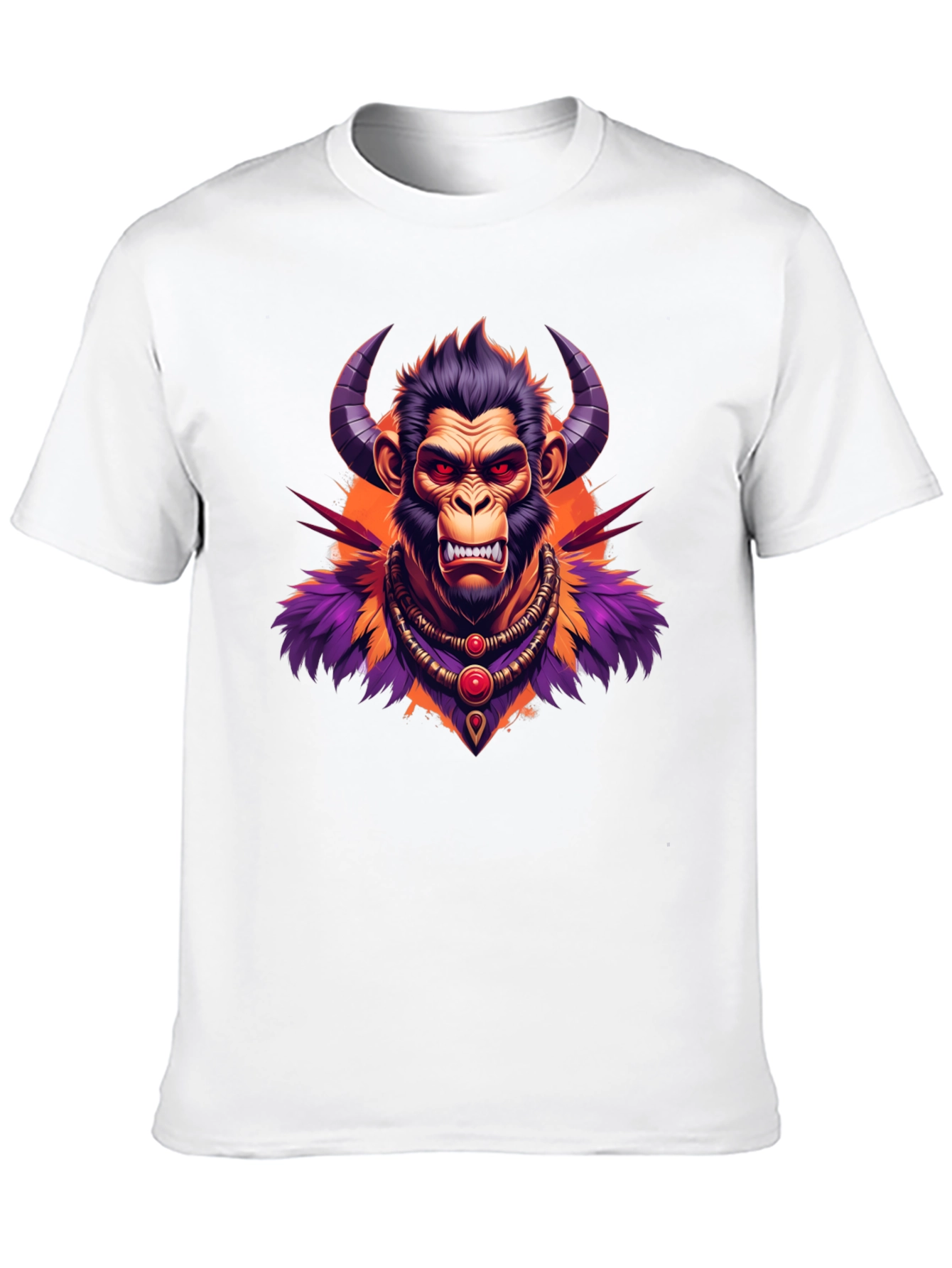 Horned Monkey Graphic Tee - Unique Ape Design