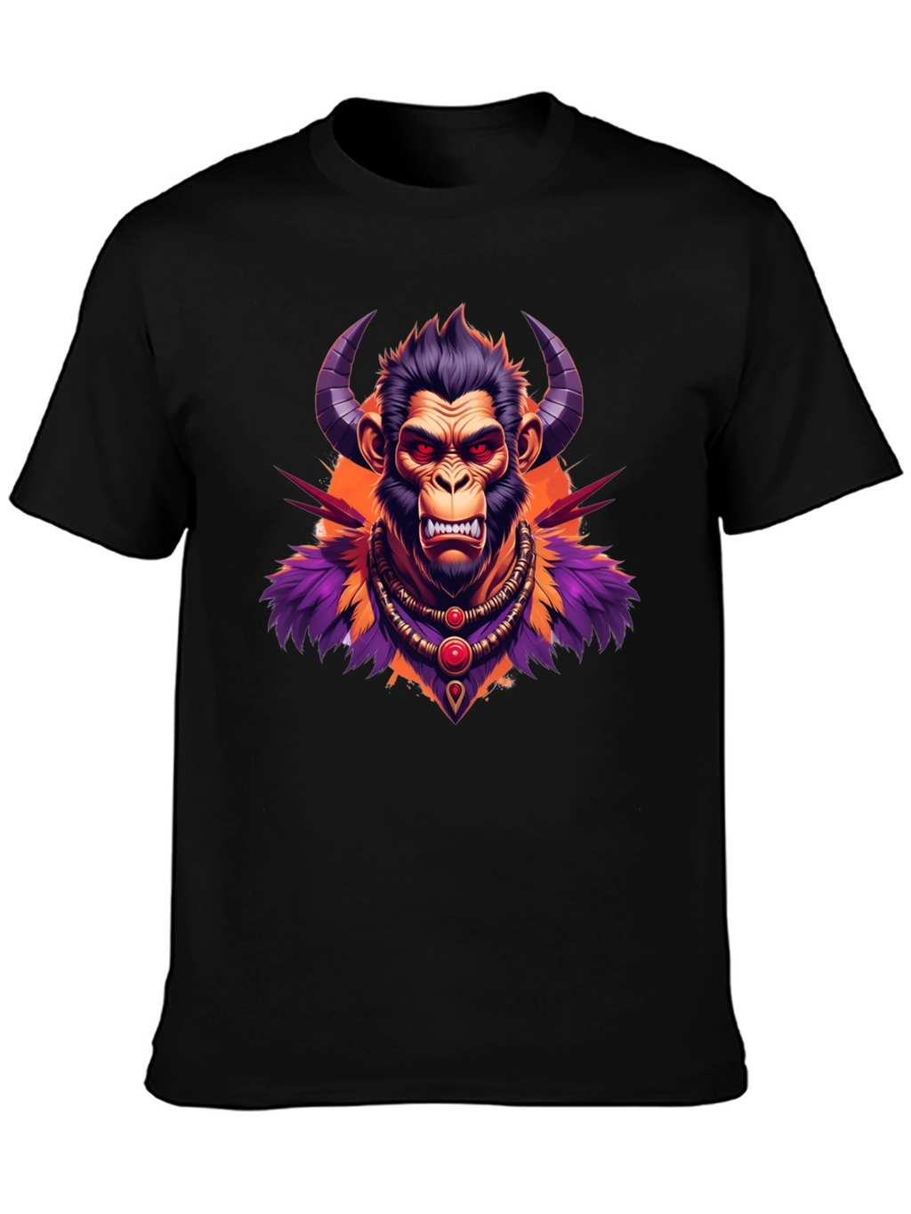 Horned Monkey Graphic Tee - Unique Ape Design