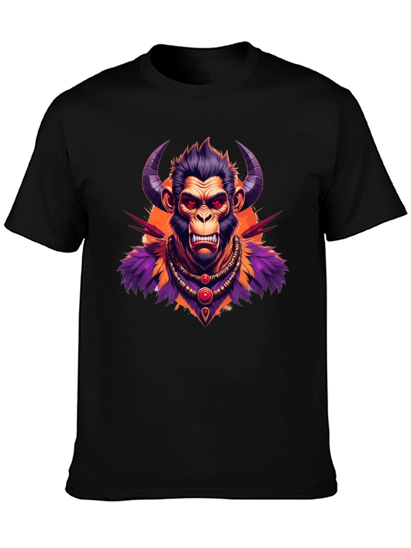 Horned Monkey Graphic Tee - Unique Ape Design