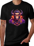 Horned Monkey Graphic Tee - Unique Ape Design